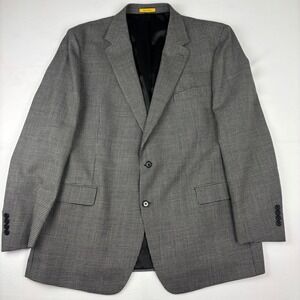 Hickey Freeman Mens Blazer Sport Coat Black White Houndstooth Two Button 44R